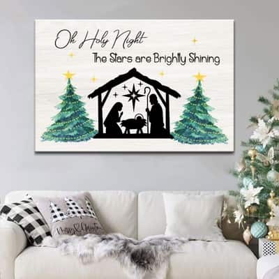 Christian Canvas Wall Art Oh Holy Night The Stars Are Brightly Shining