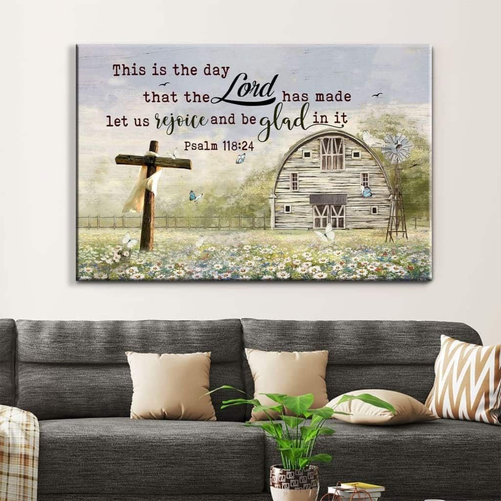 Christian Canvas Wall Art Cross This Is The Day That The Lord Has Made