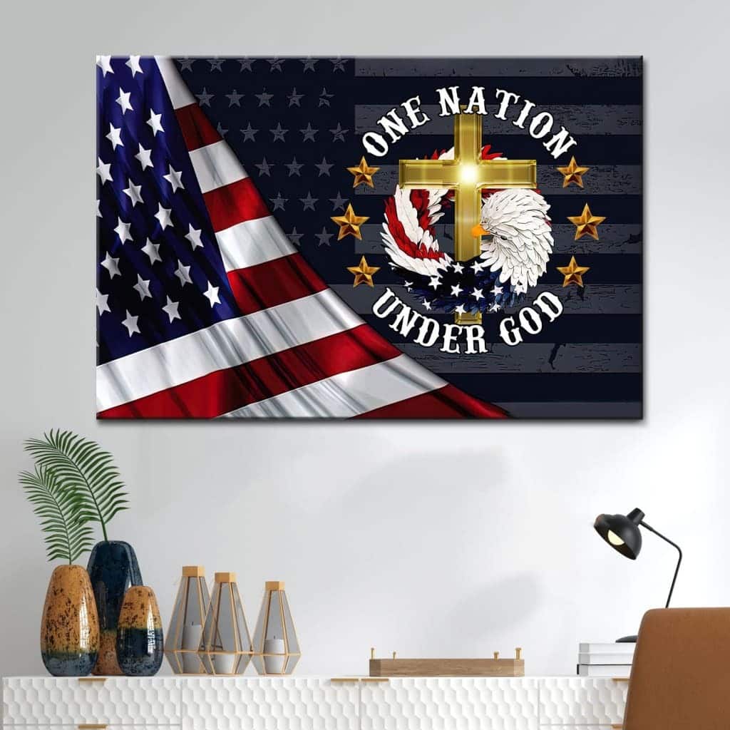 Christian Canvas Wall Art One Nation Under God American Flag Christian Canvas Wall Art One Nation Under God American Flag