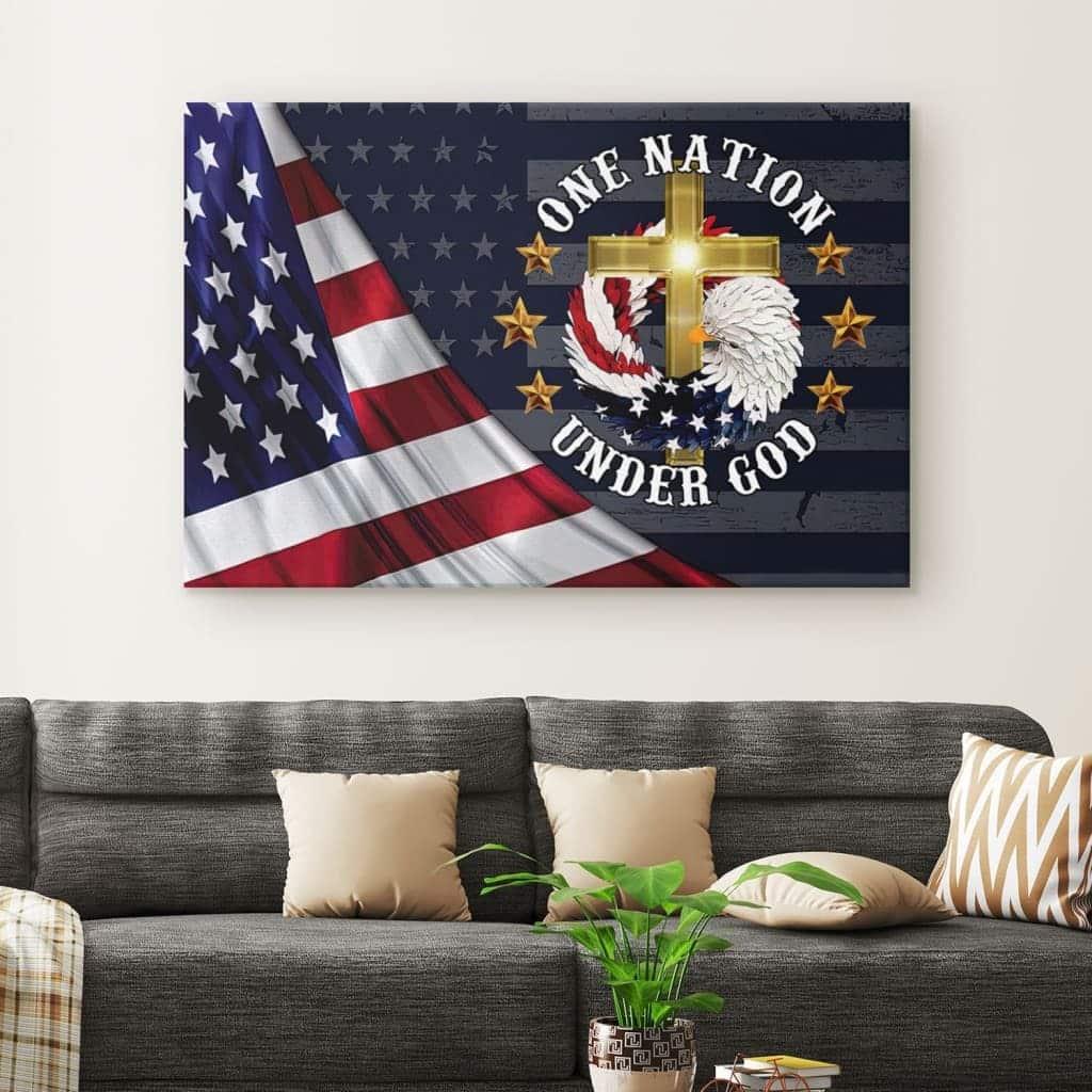 Christian Canvas Wall Art One Nation Under God American Flag Christian Canvas Wall Art One Nation Under God American Flag