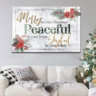 Christian Canvas Wall Art Merry Be Your Christmas Peaceful Be Your Home
