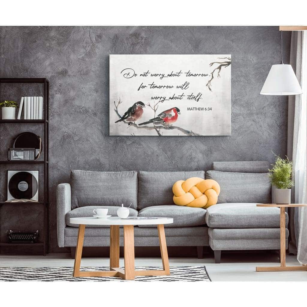 Christian Canvas Wall Art Do Not Worry About Tomorrow Matthew 6:34 Christian Canvas Wall Art Do Not Worry About Tomorrow Matthew 6:34