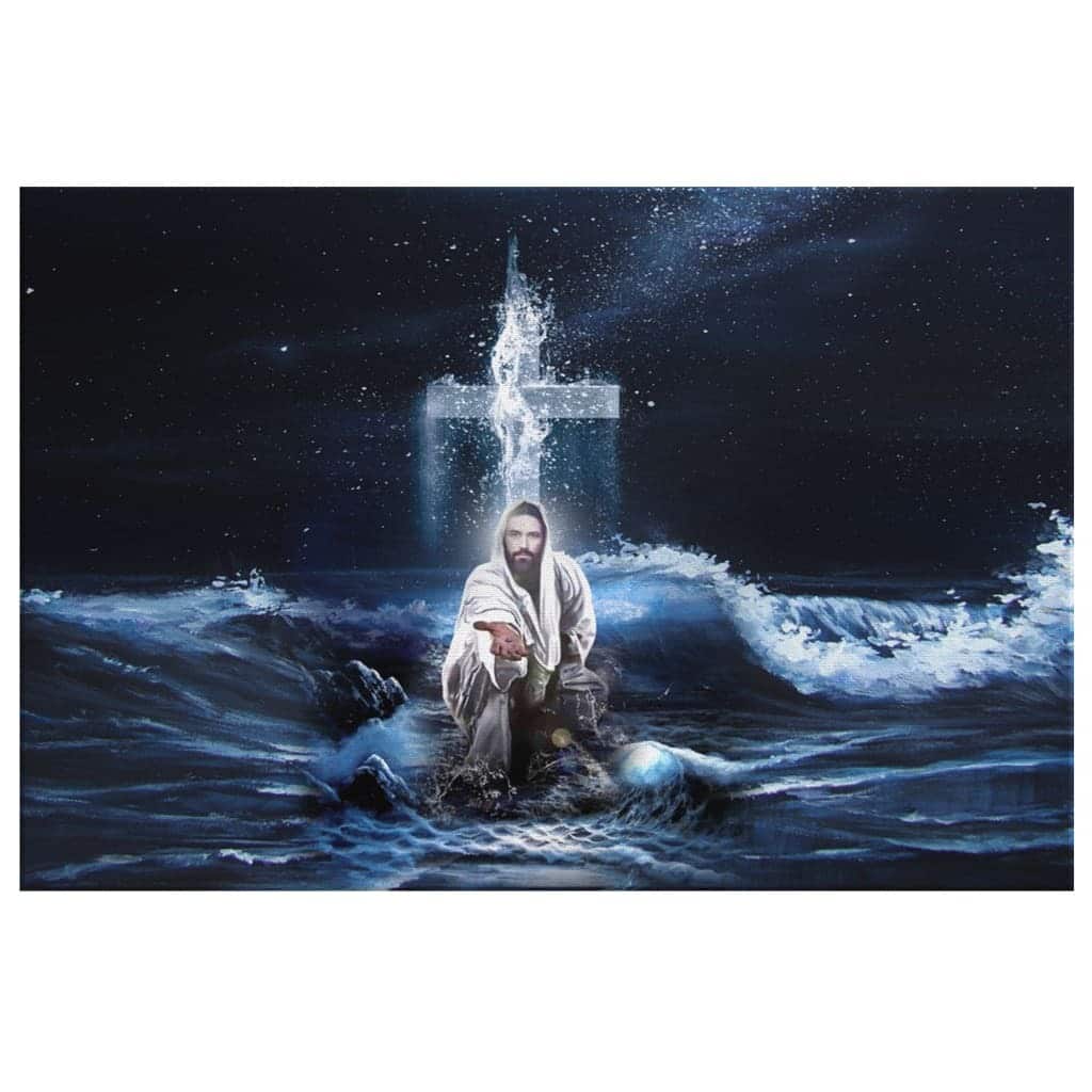Christian Canvas Wall Art Jesus Outstretched Hands Saves Christian Canvas Wall Art Jesus Outstretched Hands Saves