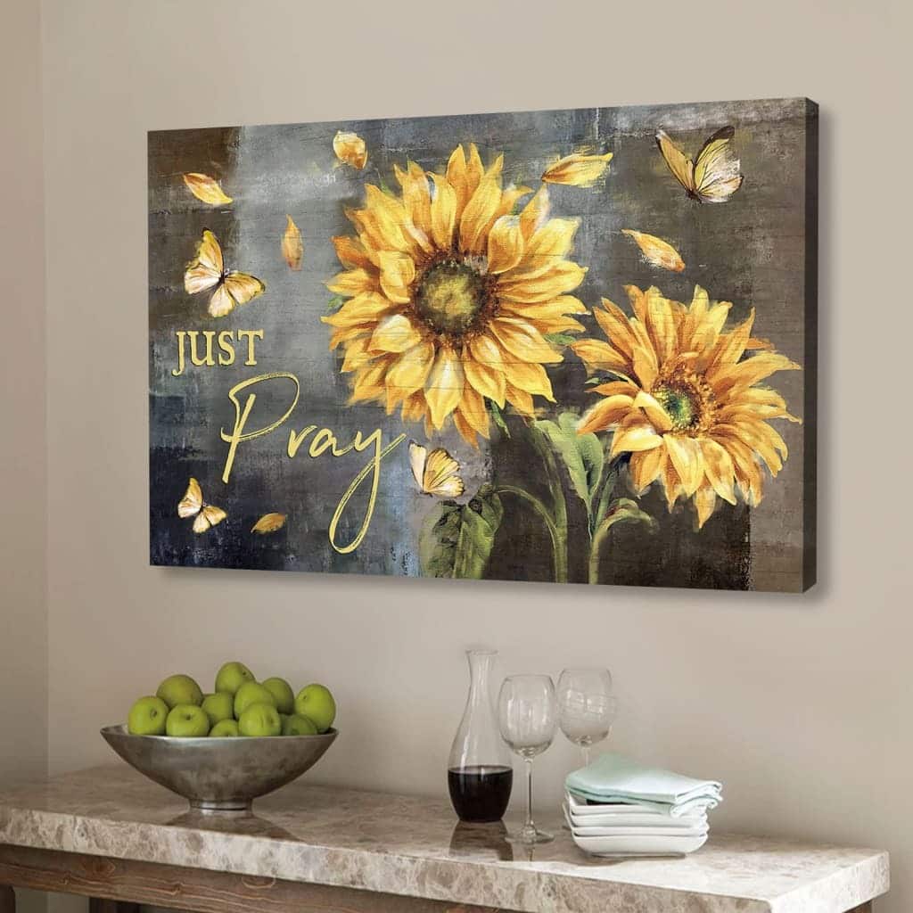 Christian Canvas Wall Art Just Pray Sunflower Christian Canvas Wall Art Just Pray Sunflower