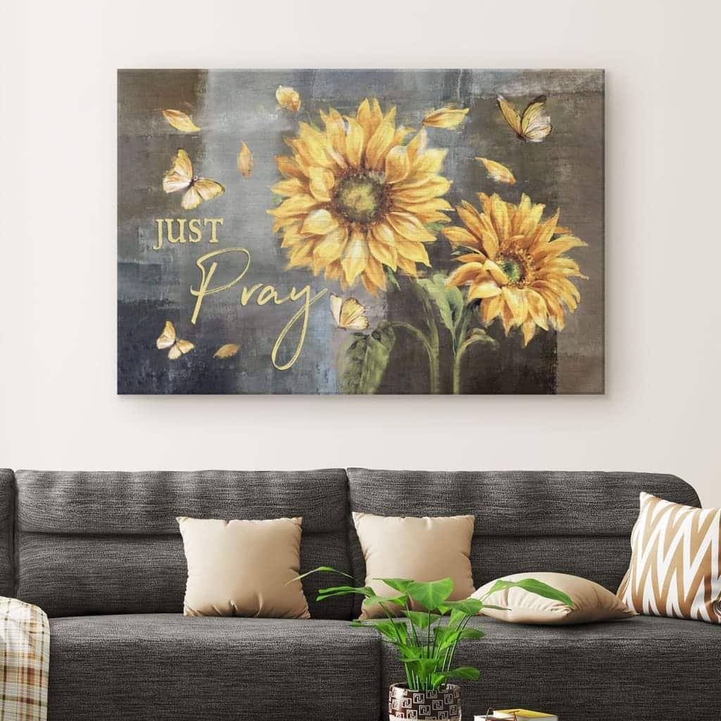 Christian Canvas Wall Art Just Pray Sunflower Christian Canvas Wall Art Just Pray Sunflower