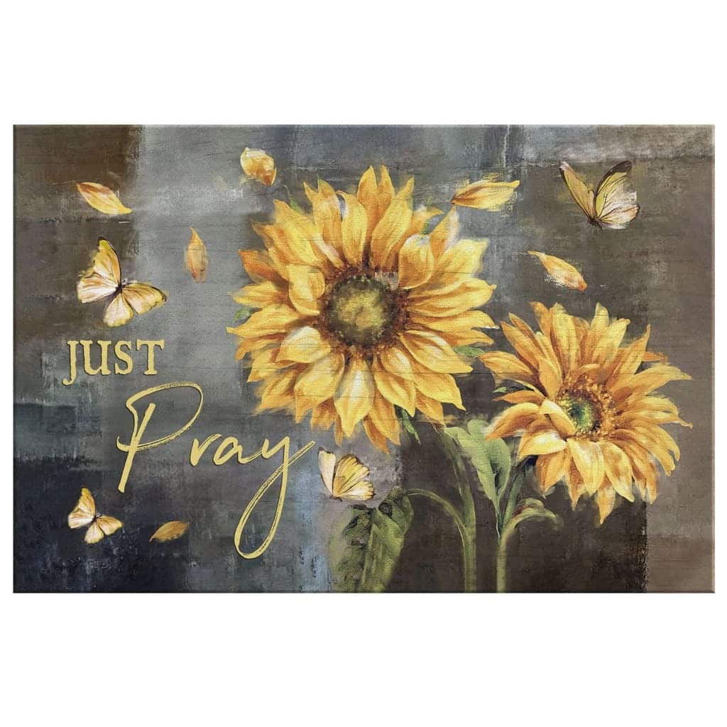 Christian Canvas Wall Art Just Pray Sunflower Christian Canvas Wall Art Just Pray Sunflower