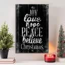 Joy Love Hope Peace Believe Christmas Christian Canvas Wall Art Joy Love Hope Peace Believe Christmas Christian Canvas Wall Art