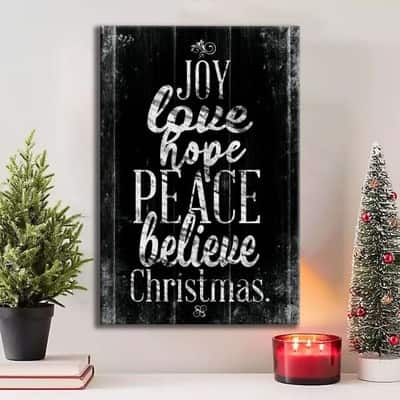 Joy Love Hope Peace Believe Christmas Christian Canvas Wall Art