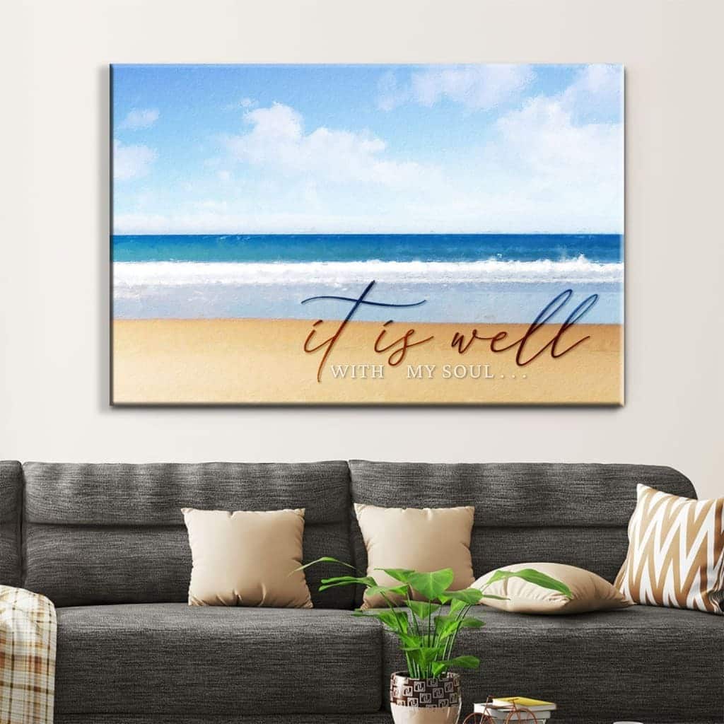 Christian Canvas Wall Art It Is Well With My Soul Beach Coastal Christian Canvas Wall Art It Is Well With My Soul Beach Coastal