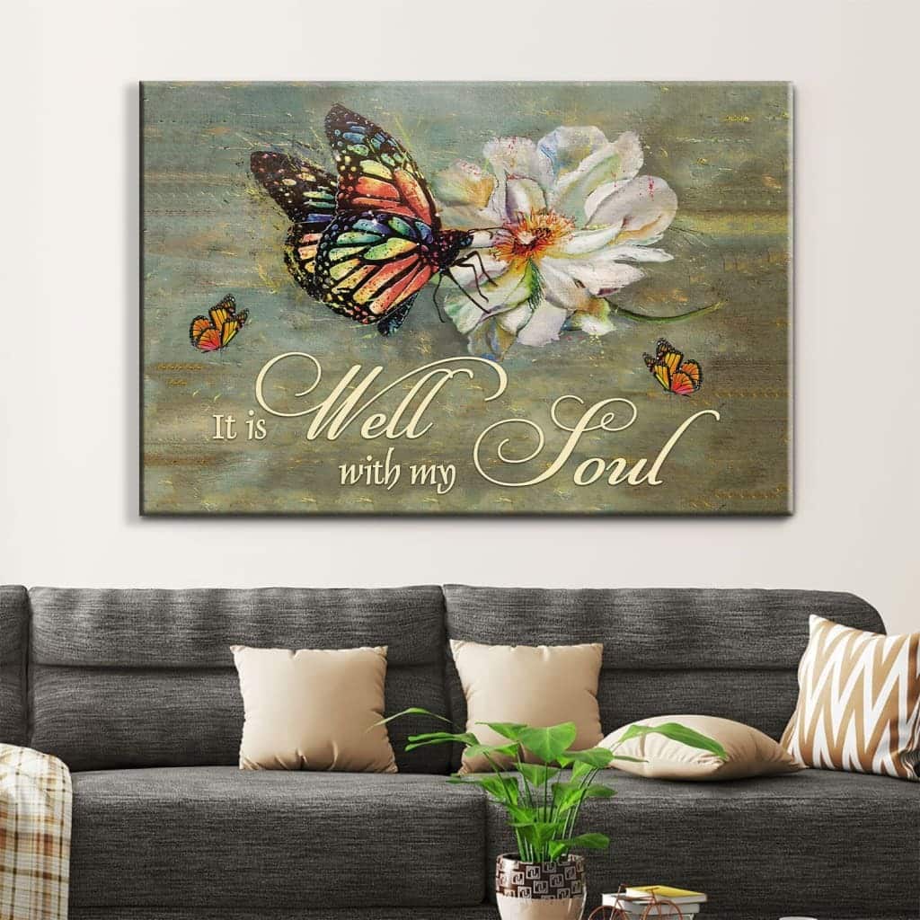 Christian Canvas Wall Art It Is Well With My Soul Butterfly Flower Christian Canvas Wall Art It Is Well With My Soul Butterfly Flower