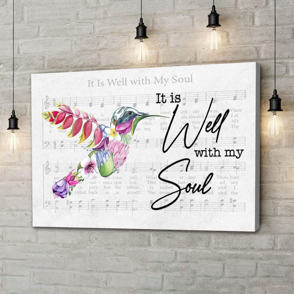 Christian Canvas Wall Art Hummingbird Flower It Is Well With My Soul Christian Canvas Wall Art Hummingbird Flower It Is Well With My Soul