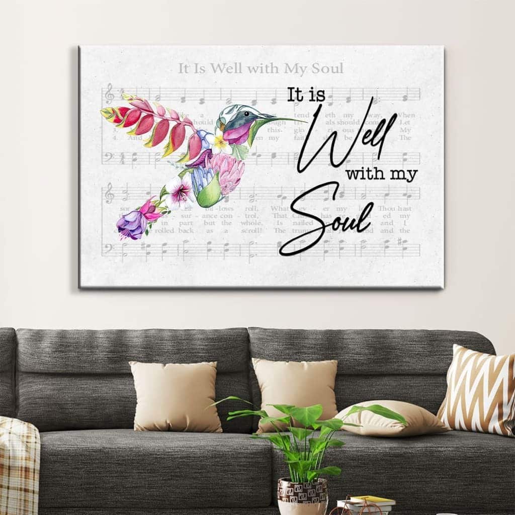 Christian Canvas Wall Art Hummingbird Flower It Is Well With My Soul Christian Canvas Wall Art Hummingbird Flower It Is Well With My Soul