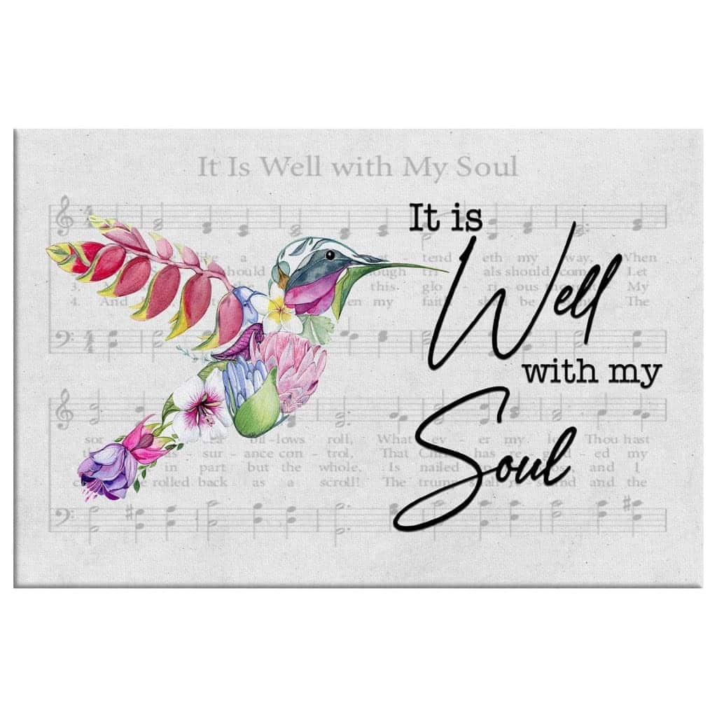 Christian Canvas Wall Art Hummingbird Flower It Is Well With My Soul Christian Canvas Wall Art Hummingbird Flower It Is Well With My Soul