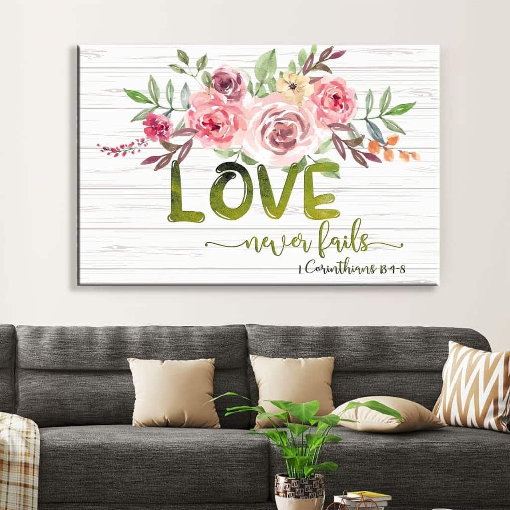 Christian Canvas Wall Art 1 Corinthians 13:4-8 Love Never Fails Christian Canvas Wall Art 1 Corinthians 13:4-8 Love Never Fails