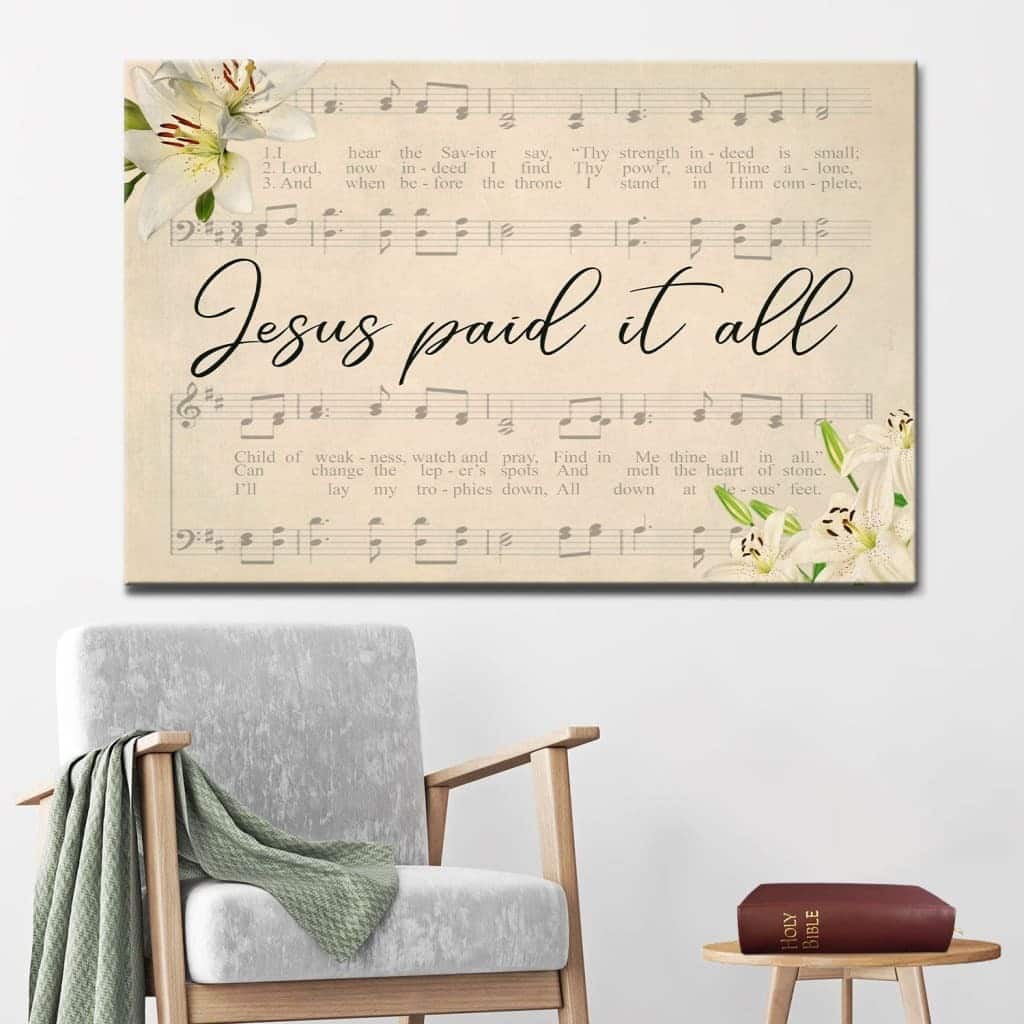 Vintage Christian Canvas Wall Art Jesus Paid It All Vintage Christian Canvas Wall Art Jesus Paid It All