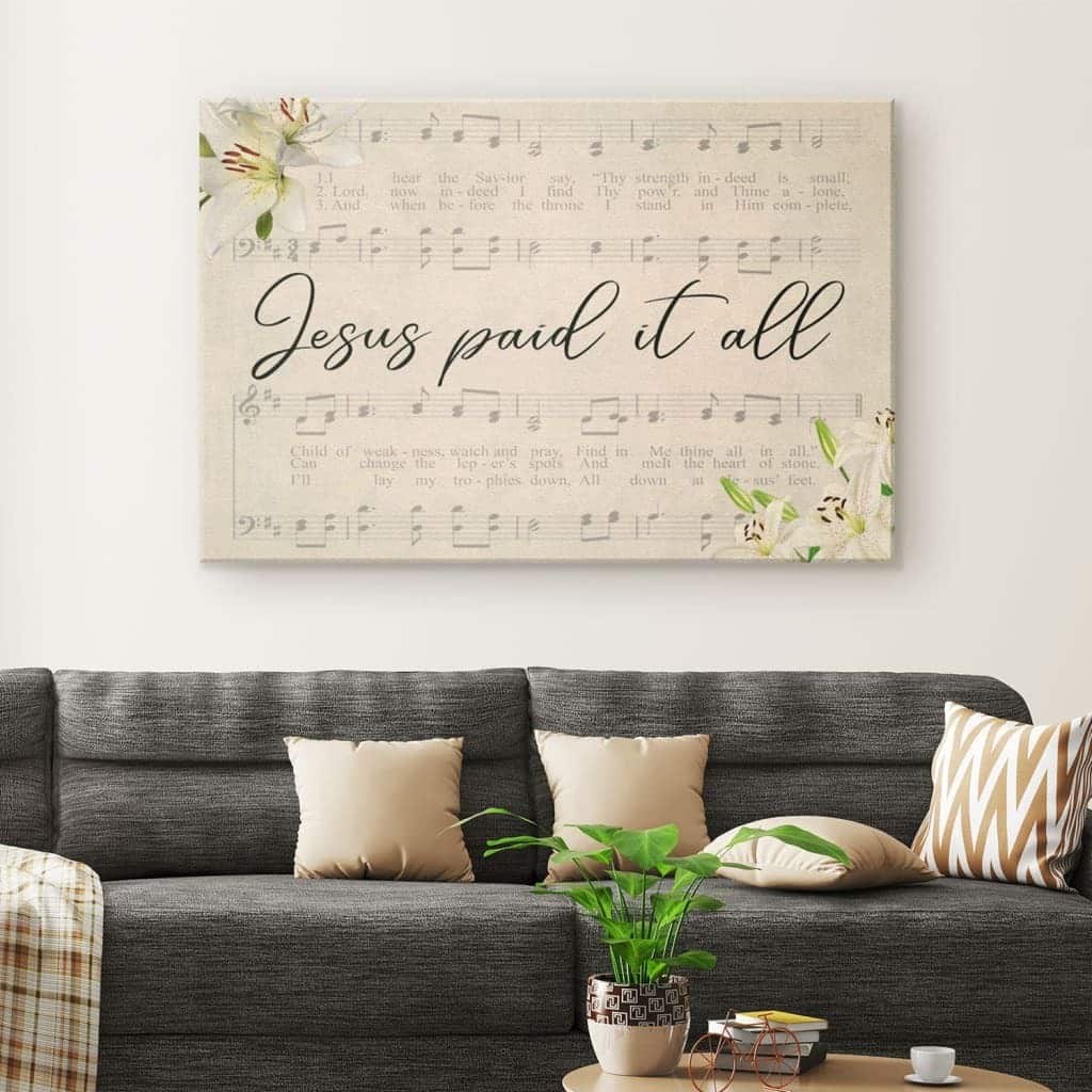 Vintage Christian Canvas Wall Art Jesus Paid It All Vintage Christian Canvas Wall Art Jesus Paid It All