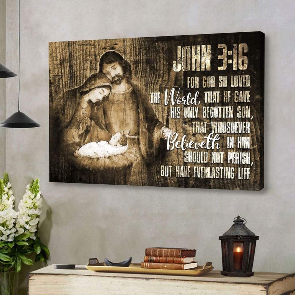 Christian Canvas Wall Art For God So Loved The World John 3:16 Christian Canvas Wall Art For God So Loved The World John 3:16
