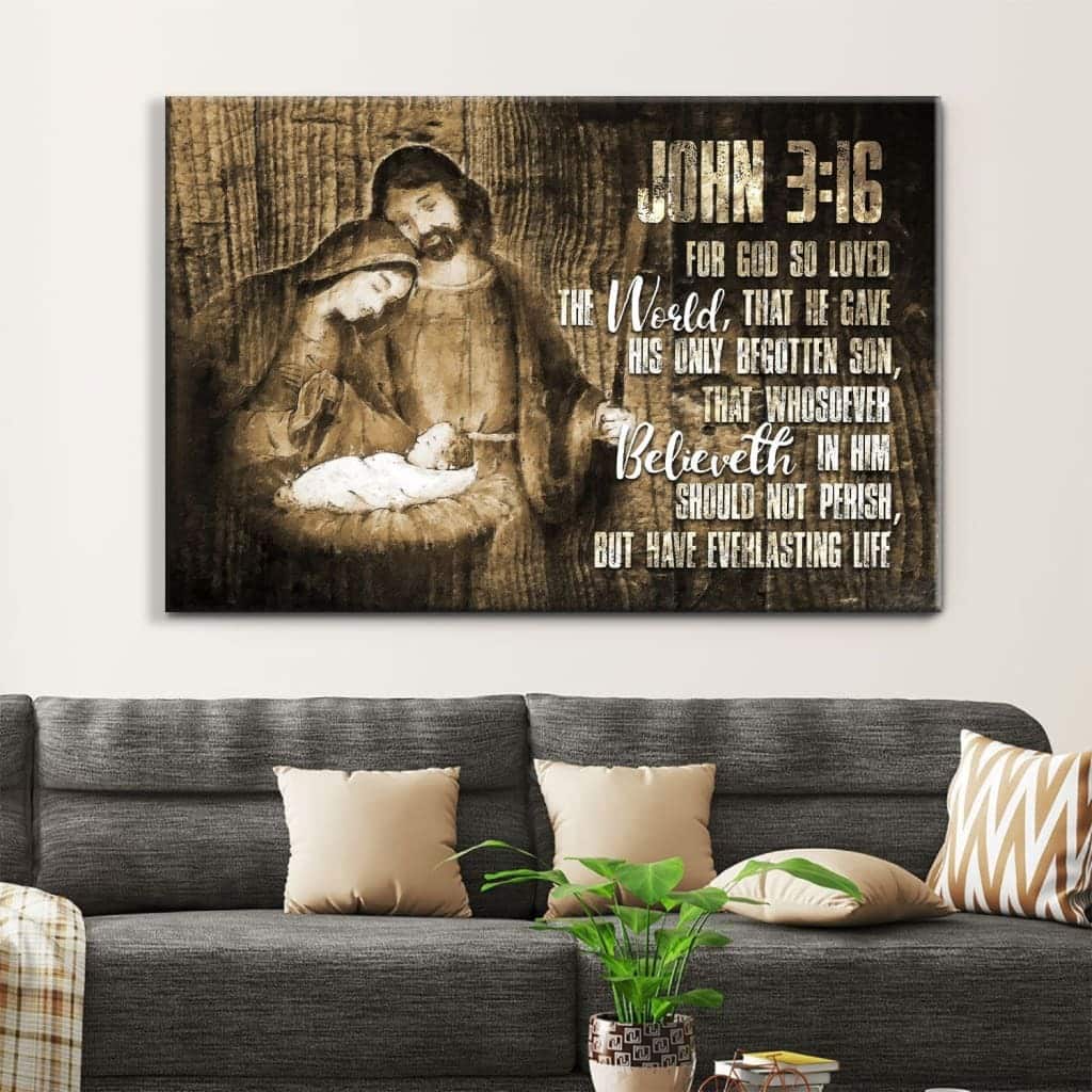 Christian Canvas Wall Art For God So Loved The World John 3:16 Christian Canvas Wall Art For God So Loved The World John 3:16