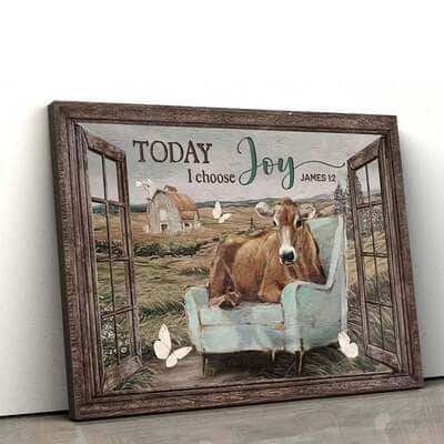 Christian James 1:2 Today I Choose Joy Canvas Wall Art Gift For Farmers