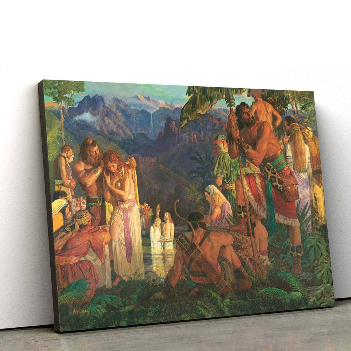 Christian Canvas Wall Art Alma Baptizes In The Waters Of Mormon