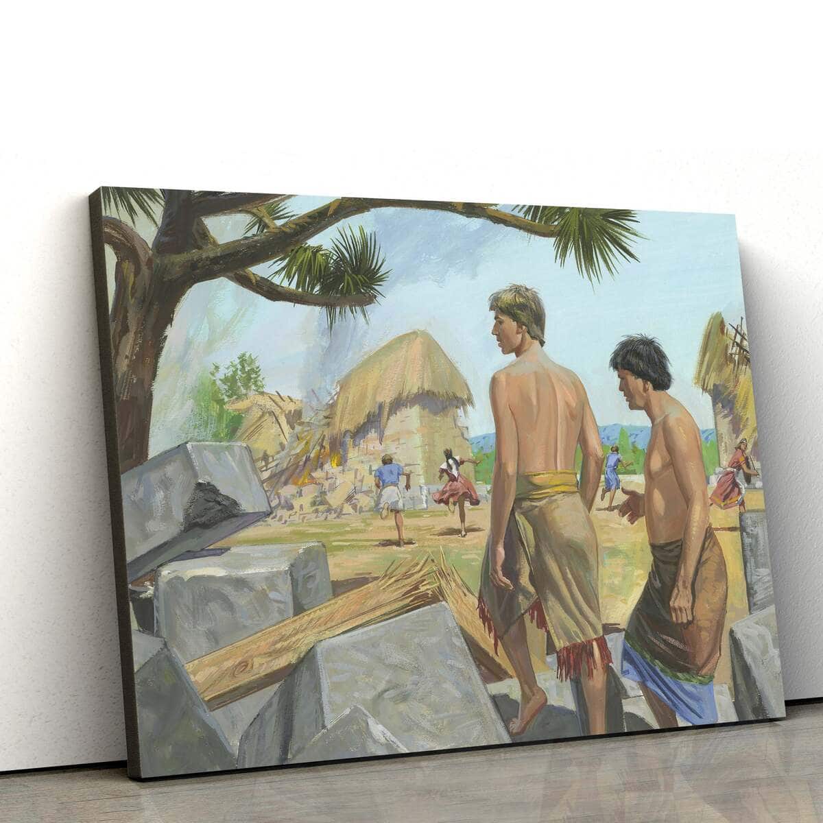 Christian Canvas Wall Art Alma And Amulek Walk Out Of The Fallen Prison