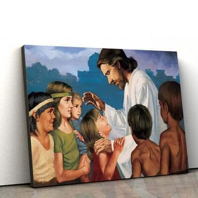 Christian Canvas Wall Art Jesus Christ Blessing Children Nephite