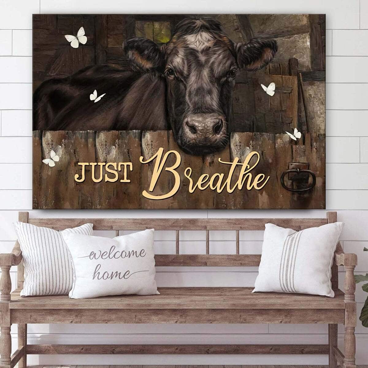 Christian Just Breathe Canvas Wall Art Cow Christian Just Breathe Canvas Wall Art Cow