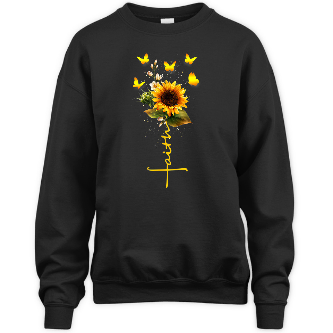 Vintage Faith Cross With Sunflower And Butterflies T-Shirt Vintage Faith Cross With Sunflower And Butterflies T-Shirt