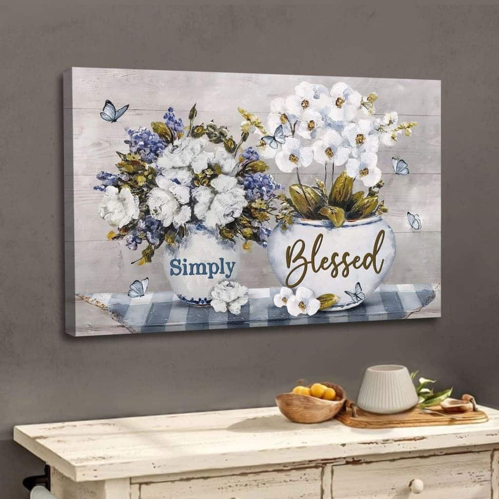 Christian Simply Blessed Canvas Wall Art Floral Christian Simply Blessed Canvas Wall Art Floral