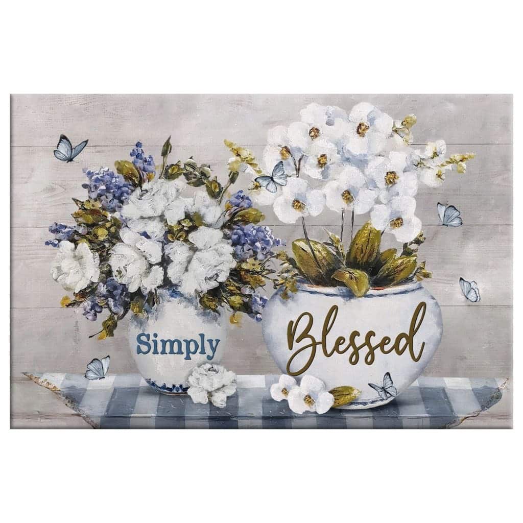 Christian Simply Blessed Canvas Wall Art Floral Christian Simply Blessed Canvas Wall Art Floral