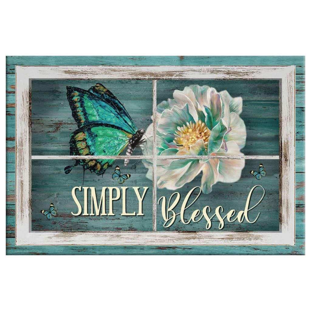 Christian Simply Blessed Canvas Wall Art Butterfly Camellia Christian Simply Blessed Canvas Wall Art Butterfly Camellia