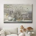 Christian Simply Blessed Canvas Wall Art Cotton Flower Christian Simply Blessed Canvas Wall Art Cotton Flower