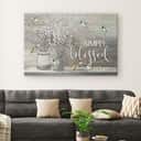Christian Simply Blessed Canvas Wall Art Cotton Flower
