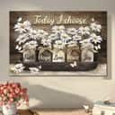 Christian Canvas Wall Art Cotton Flower Today I Choose Faith Hope Love Peace Joy