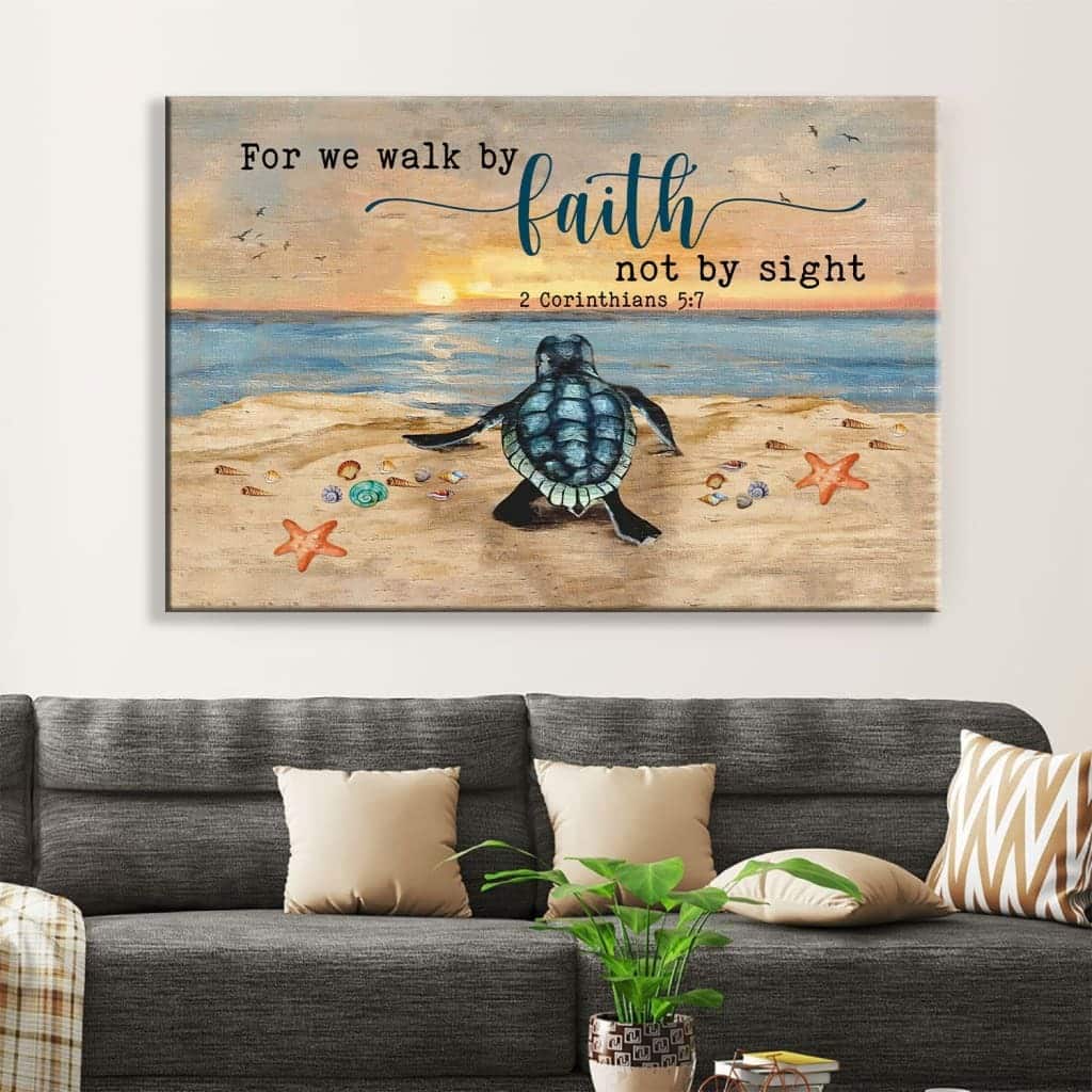 Christian Canvas Wall Art Sea Turtle For We Walk By Faith Not By Sight Christian Canvas Wall Art Sea Turtle For We Walk By Faith Not By Sight