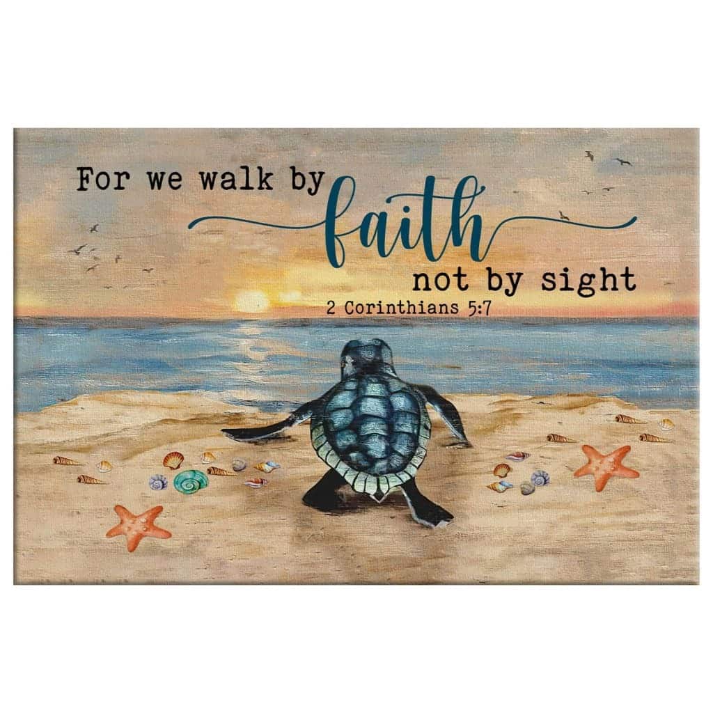 Christian Canvas Wall Art Sea Turtle For We Walk By Faith Not By Sight Christian Canvas Wall Art Sea Turtle For We Walk By Faith Not By Sight