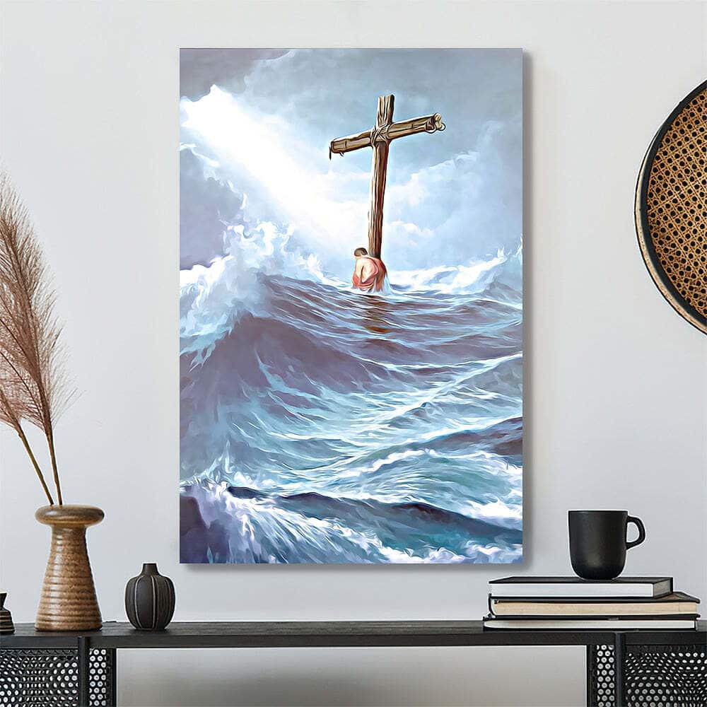 Christian Clinging To The Cross Canvas Print Christian Clinging To The Cross Canvas Print