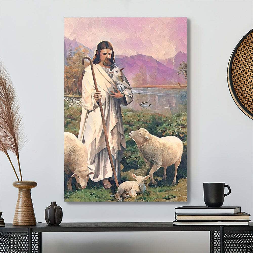 Christian Jesus And Sheep Canvas Print Christian Jesus And Sheep Canvas Print