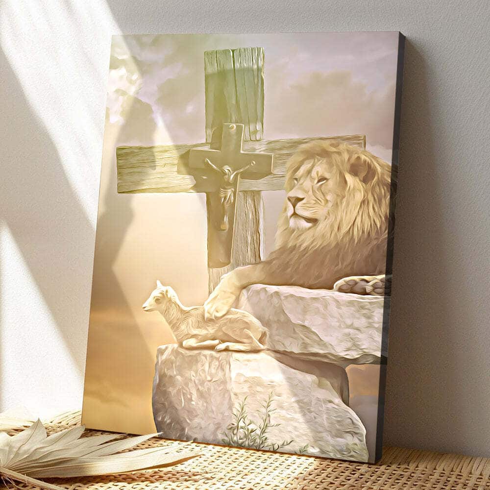 Christian Cross Lion Jesus Canvas Print Christian Cross Lion Jesus Canvas Print