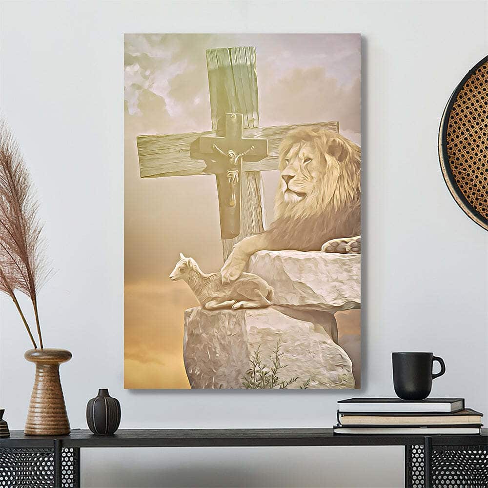 Christian Cross Lion Jesus Canvas Print Christian Cross Lion Jesus Canvas Print