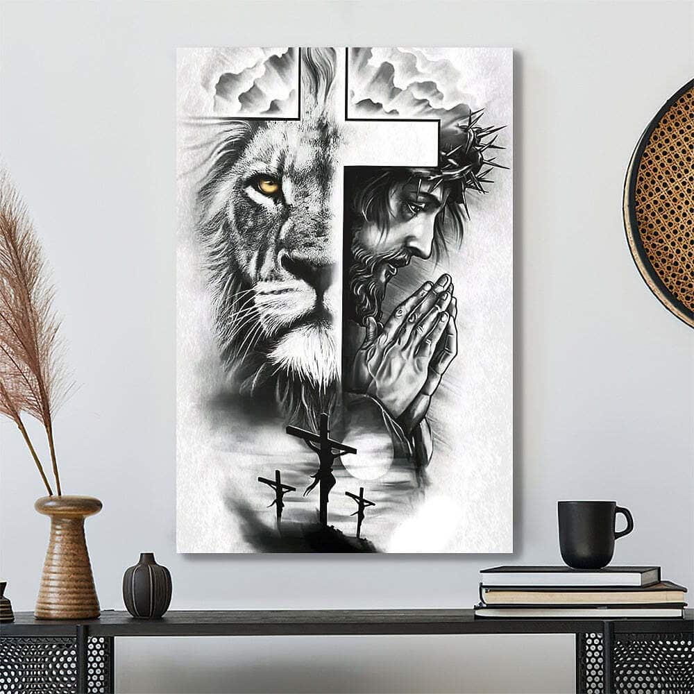 Christian Cross Lion Of Judah Jesus Canvas Print Christian Cross Lion Of Judah Jesus Canvas Print