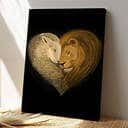 Christian Lion And Lamb Heart Canvas Print