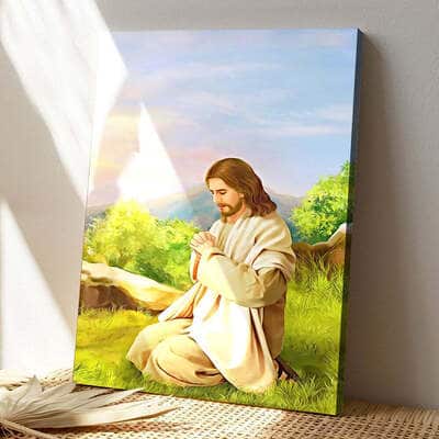 Jesus Praying On The Mountain Canvas Print