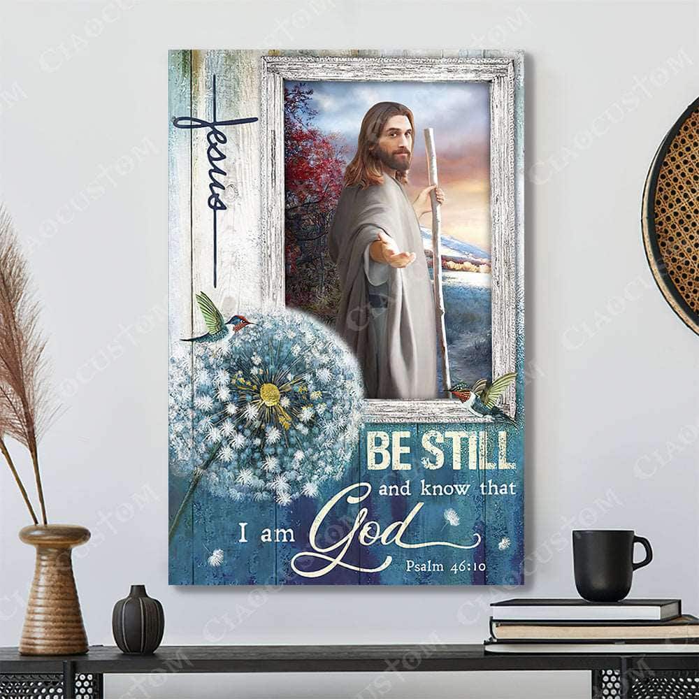 Christian Psalm 46:10 Be Still And Know That I Am God Dandelion God Hand Canvas Print Christian Psalm 46:10 Be Still And Know That I Am God Dandelion God Hand Canvas Print