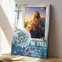 Christian Psalm 46:10 Be Still And Know That I Am God Carries The Lamb Canvas Print