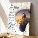 Christian Psalm 46:10 Be Still and Know That I Am God Robe Blue Sash Canvas Print