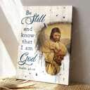 Christian Psalm 46:10 Be Still and Know That I Am God The Lost Lamb Canvas Print