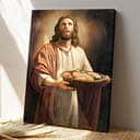 Christian Jesus Gave Bread And Fish Canvas Print