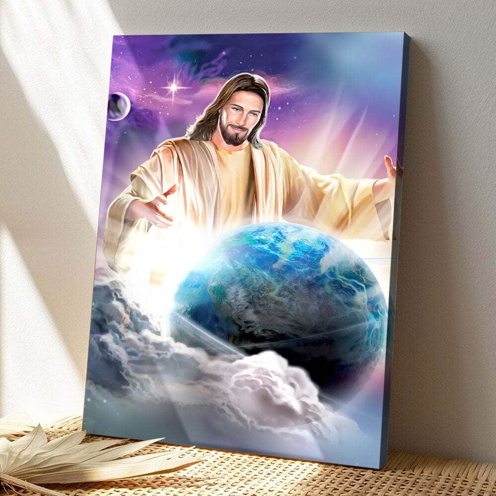 Christian Jesus Holding Earth God Has The Whole World In His Hands Canvas Print Christian Jesus Holding Earth God Has The Whole World In His Hands Canvas Print