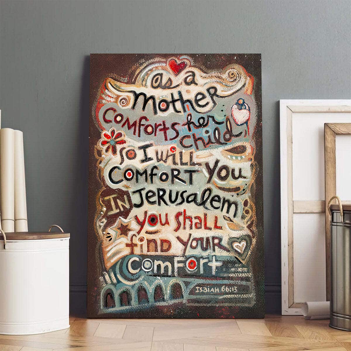 Christian Canvas Print Mother Comforts Her Child Christian Canvas Print Mother Comforts Her Child